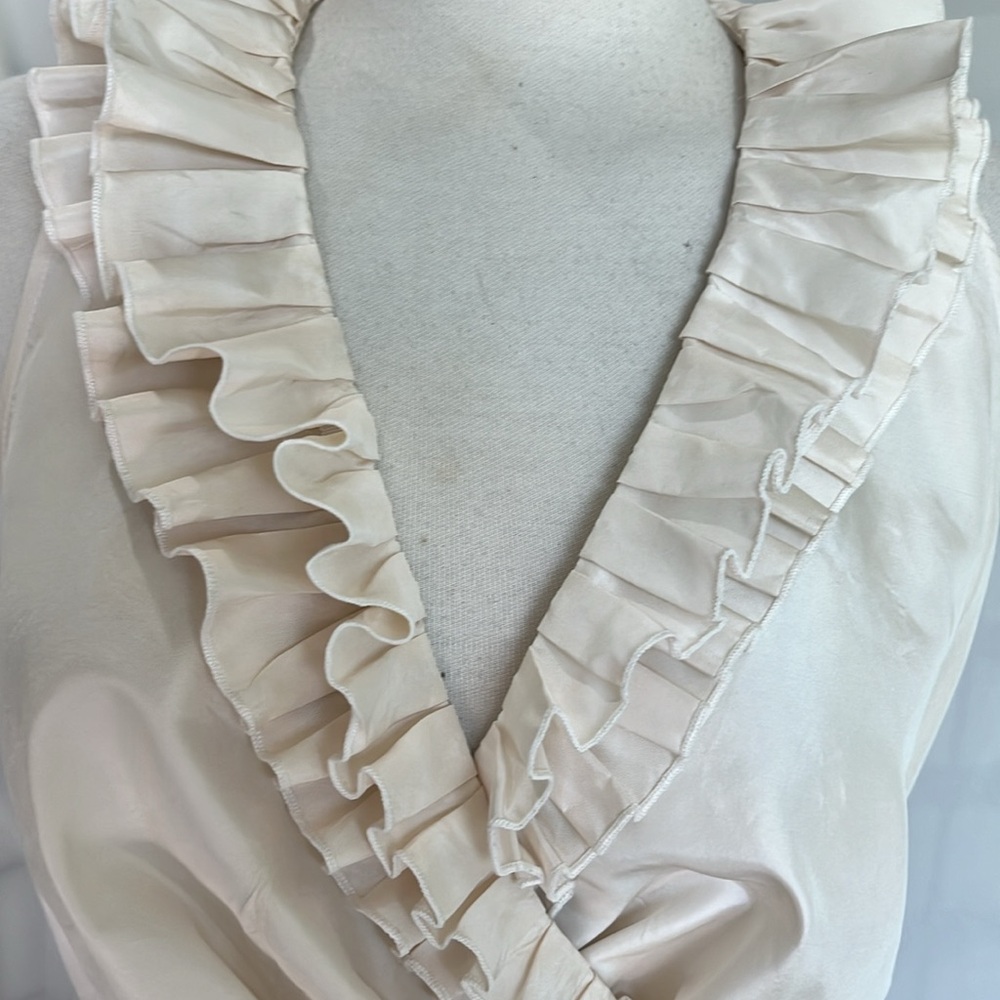 Tadashi Shoji Cream Ruffle Satin Wrap Camisole - Picture 8 of 12